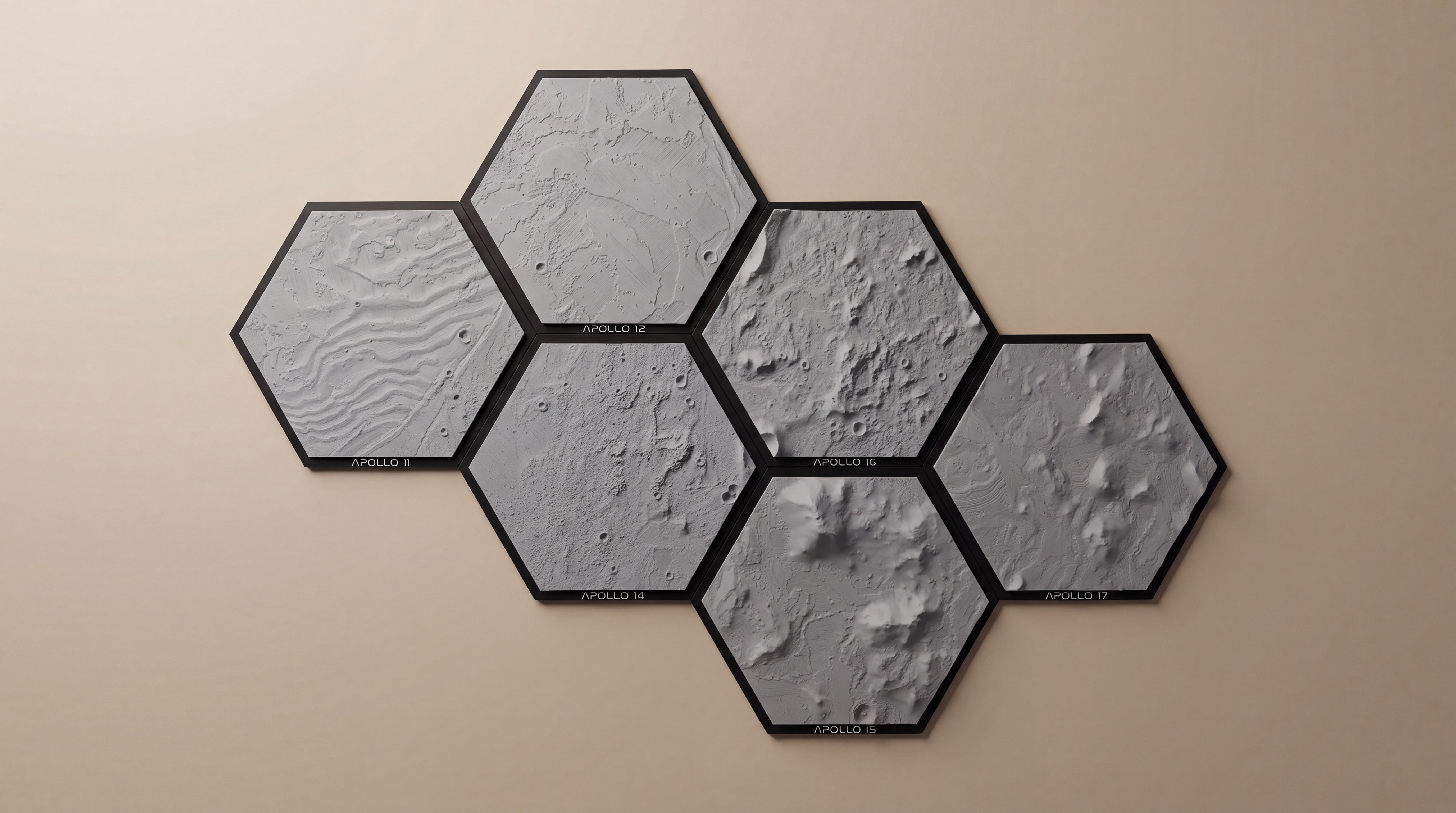 Hexagon Moon Art 3D printed